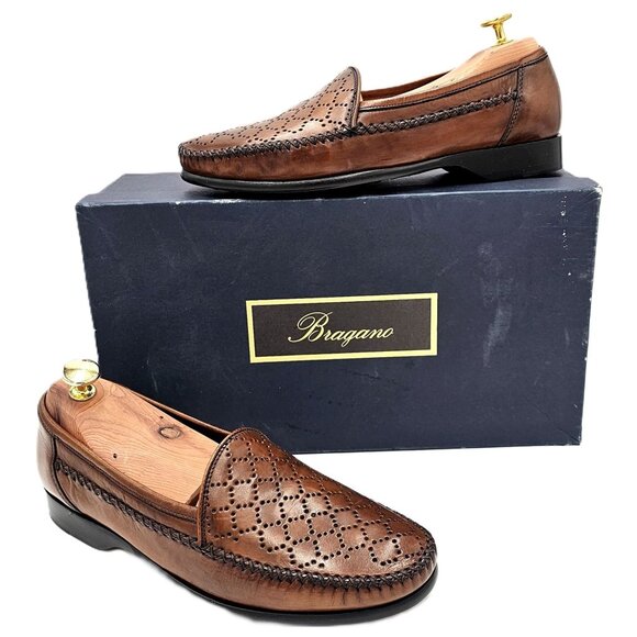 NEW Vintage Bragano Cole Haan Men's 7.5M Brown Leather Dress Shoes Italy Loafers - Picture 11 of 16
